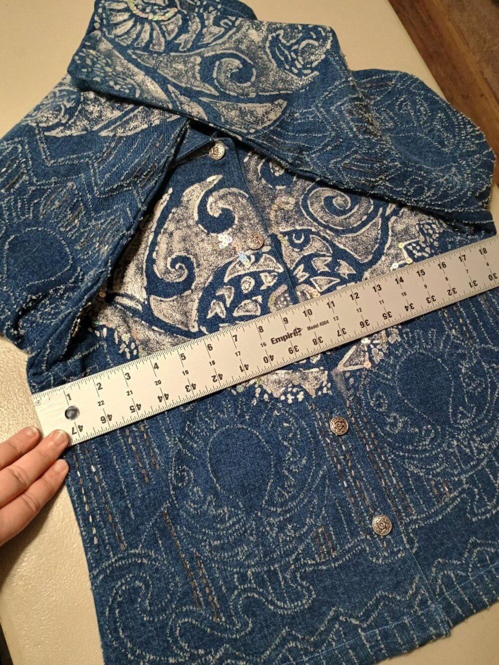 Sandy Starkman Textured Embellished Jean Jacket Small - Picture 10 of 15